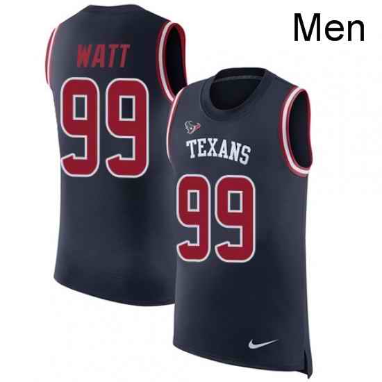 Men Nike Houston Texans 99 JJ Watt Limited Navy Blue Rush Player Name Number Tank Top NFL Jersey
